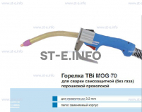Сварочная горелка TBi MOG 70 (без корпуса) для сварки самозащитной порошковой проволокой (без газа)  c переключателем - st-e.info - Брянск