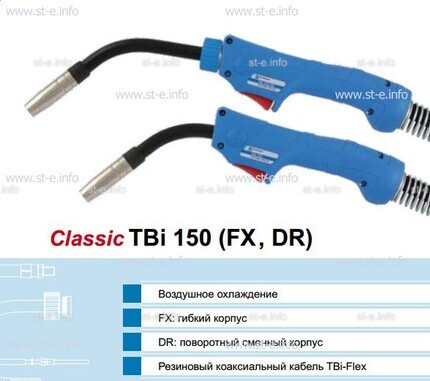 Горелка для полуавтоматической сварки TBi 150-blue-ESG, длина 3 метра - st-e.info - Брянск